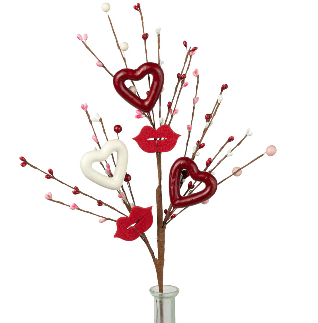 20" Heart and Lips Valentine’s Day Pick - Romantic Floral Spray